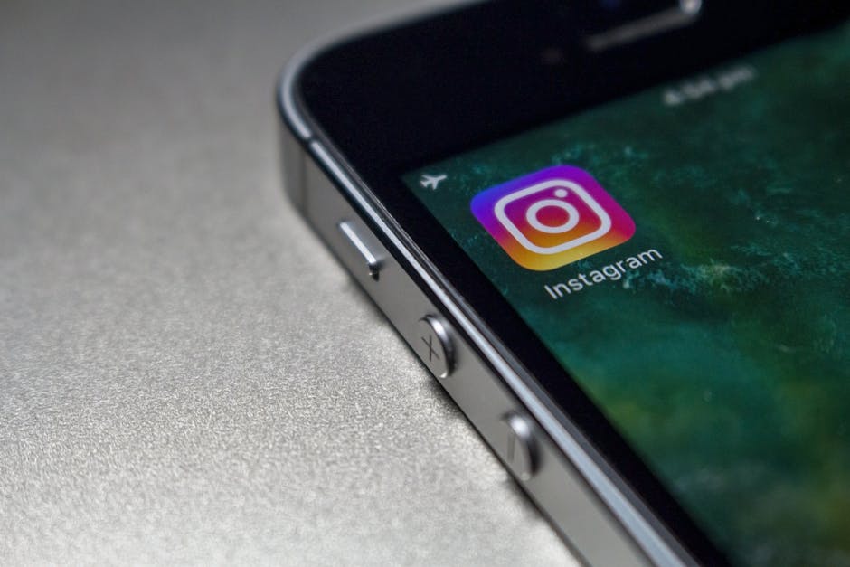 Close-up image of a smartphone screen displaying the Instagram app icon